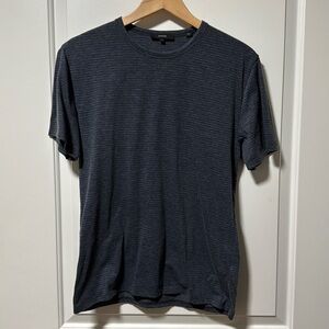 Vince gray/white feeder stripe SS crew neck tee shirt